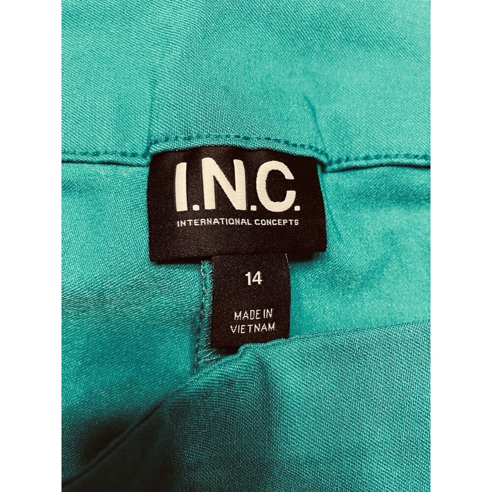 NWT INC Women's Fresco Blue Pull On Straight Leg Tummy Control Pants Size 14 - Picture 2 of 8